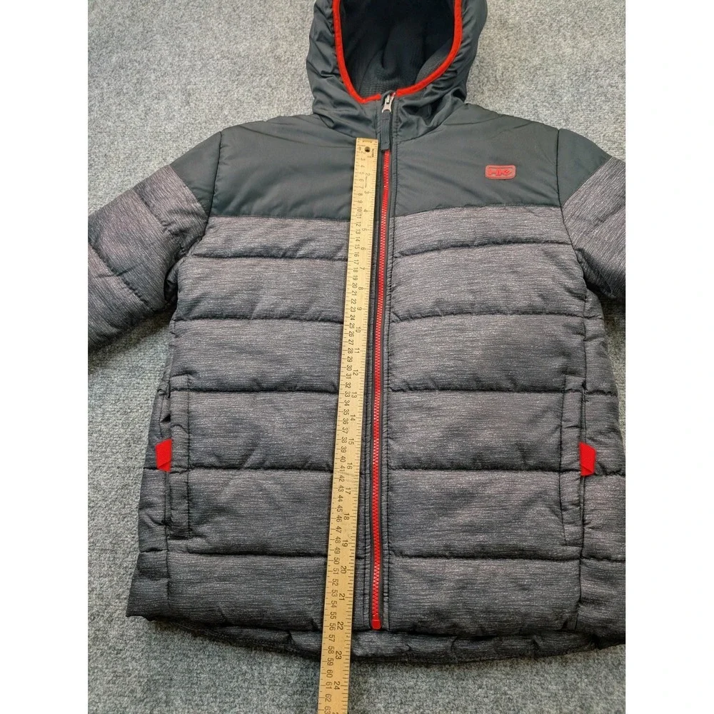 Hawke & Co Jacket Boys Size 14-16 Gray Hooded Puffer Full Zip Winter Coat